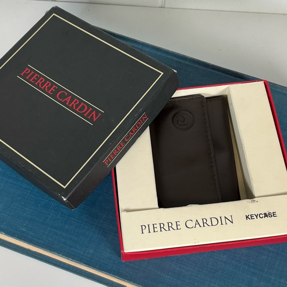 Vintage Boxed Pierre Cardin Brown Tri-Fold Leather Key Holder Case Keycase - Picture 2 of 15